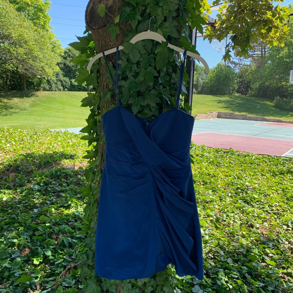 Blue strapless BCBG dress